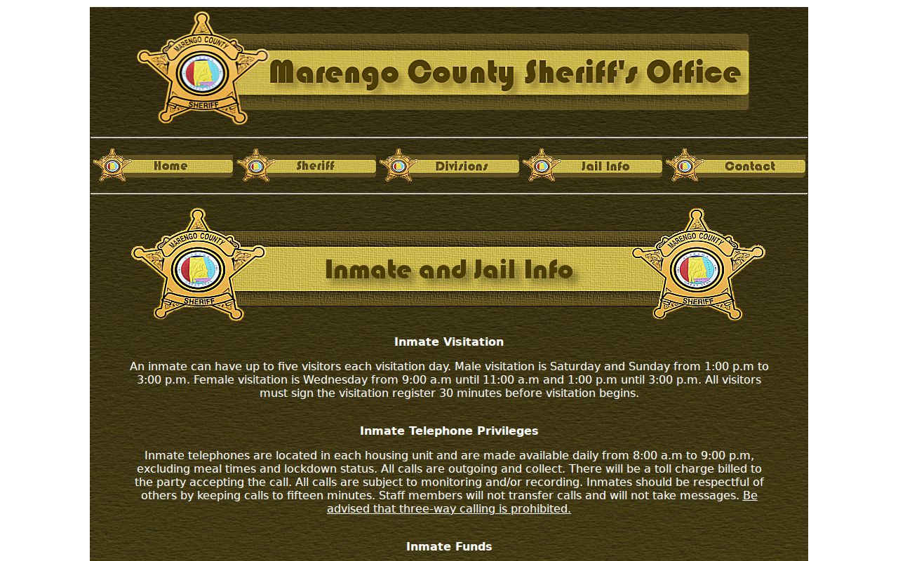 Marengo County arrest lookup jail information page