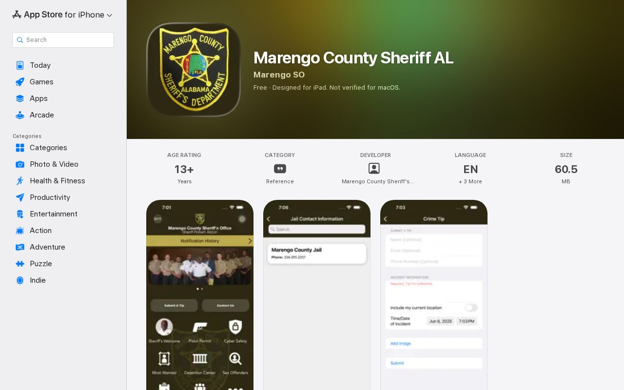 Marengo County arrest lookup sheriff mobile app listing