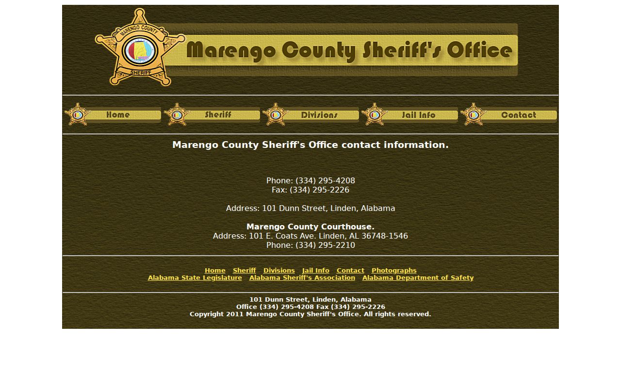 Marengo County arrest record sheriff contact page
