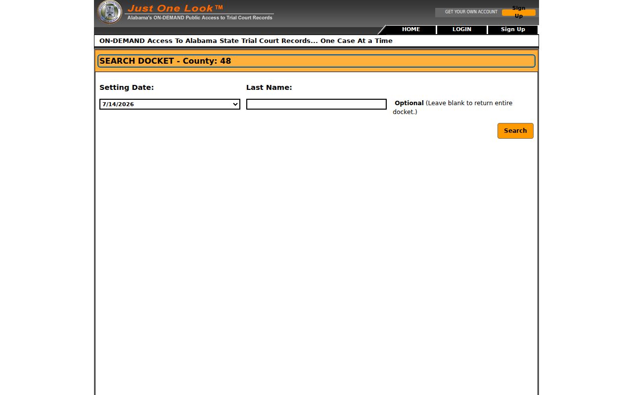 Marengo County criminal court case docket search controls