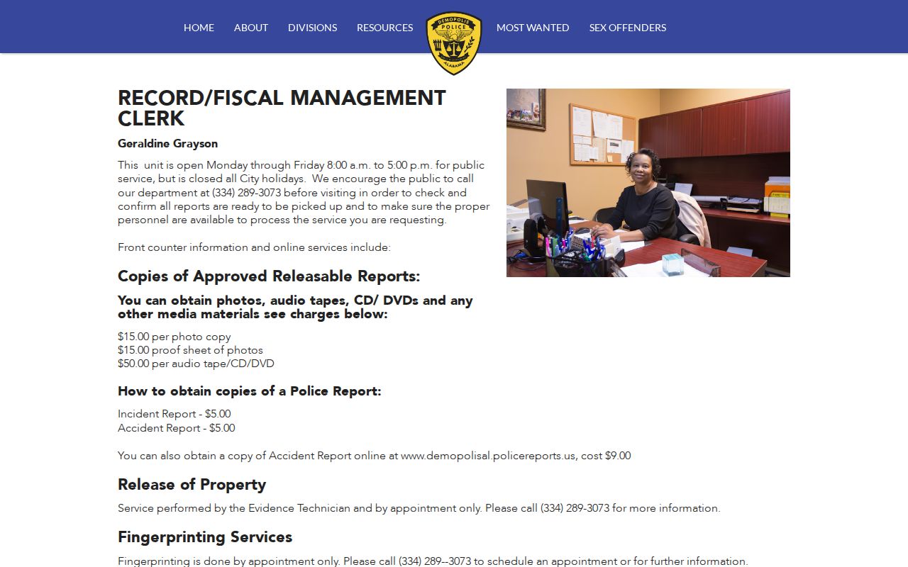 Demopolis criminal records police records services