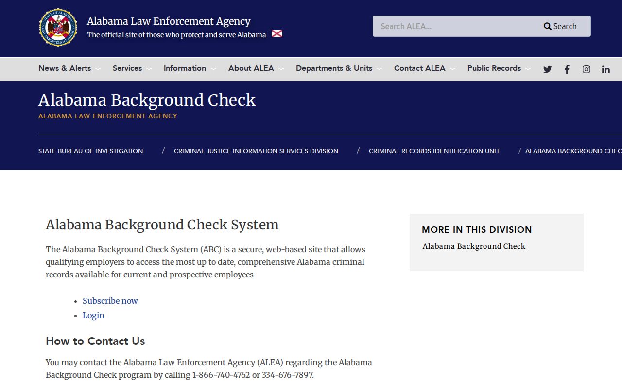 ALEA background check channels for Marengo County criminal history