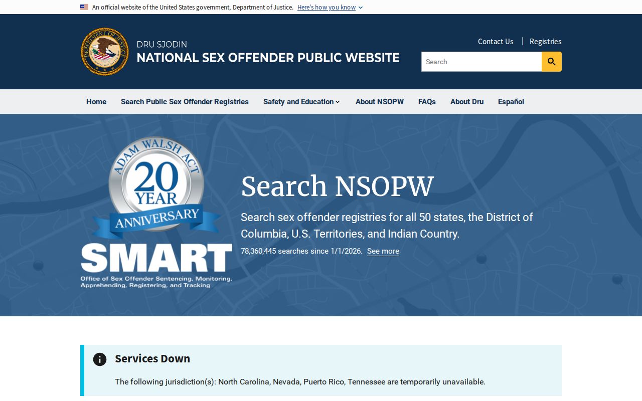 National search layer for a Marengo County sex offender search